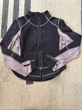 FP Movement by Free People Black and Light Gray Panelled Zip-Up Active Jacket